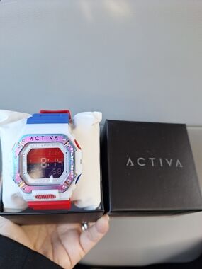 Activa Edge X Invicta Men's 39.5mm Digital Red/Blue Shock Resistant Sport Watch